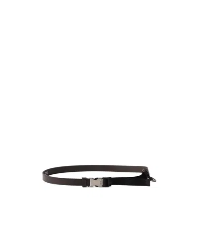 Prada Leather And Woven Nylon Tape Belt In Black