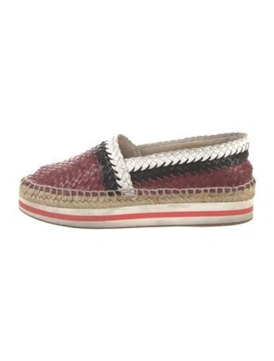 Pre-owned Prada Leather Animal Print Espadrilles In Red