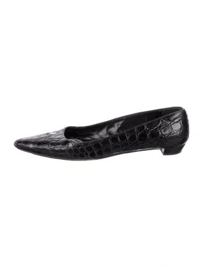Pre-owned Prada Leather Animal Print Flats In Black