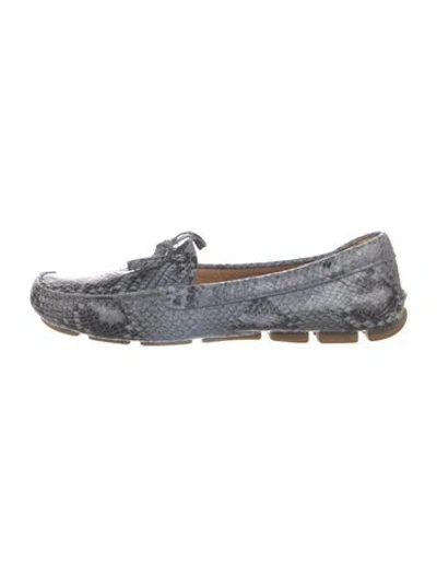 Pre-owned Prada Leather Animal Print Loafers In Blue/grey