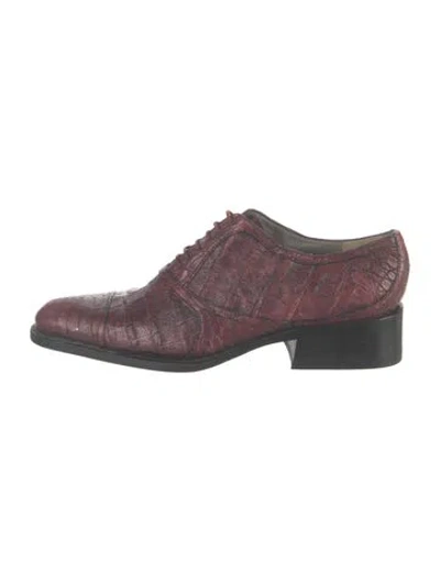 Pre-owned Prada Leather Animal Print Oxfords In Purple