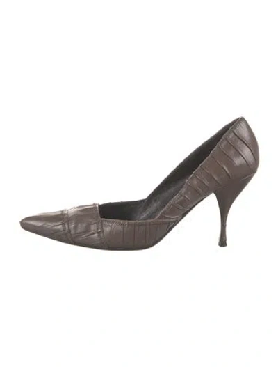 Pre-owned Prada Leather Animal Print Pumps In Brown