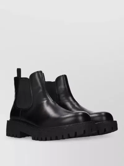 Prada Leather Ankle Boots In Black