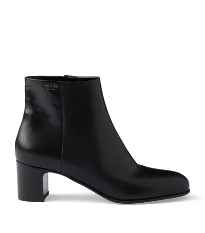 Prada Leather Ankle Boots 55 In Brown