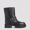 Prada Mid-calf Chunky Sole Round Toe Boots In Black