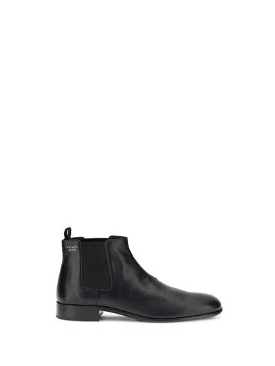 PRADA LEATHER ANKLE BOOTS