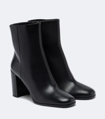 Prada Leather Ankle Boots In Black