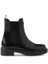 Prada Brushed Leather Ankle Boots In Black