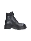 Prada Leather Ankle Boots In Black  