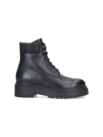 PRADA LEATHER ANKLE BOOTS