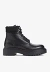 Prada Black Leather Ankle Boots In Black