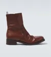 Prada Leather Ankle Boots In Brown
