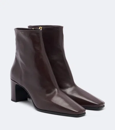 Prada Leather Ankle Boots In Metallic