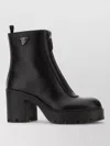 Prada Leather Ankle Boots Chunky Heel Design