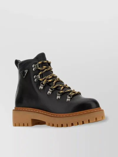 PRADA LEATHER ANKLE BOOTS CHUNKY SOLE