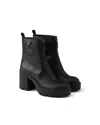 Prada Leather Ankle Boots With Zipper In Multi