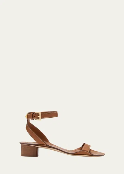 Prada Leather Ankle-strap Sandals In Cuoio