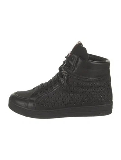 Pre-owned Prada Leather Athletic Sneakers In Black