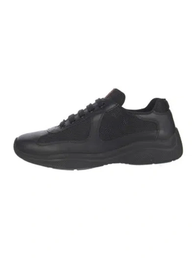 Pre-owned Prada Leather Athletic Sneakers In Black
