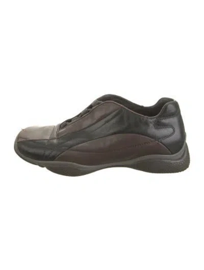 Pre-owned Prada Leather Athletic Sneakers In Black