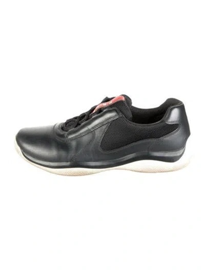Pre-owned Prada Leather Athletic Sneakers In Black