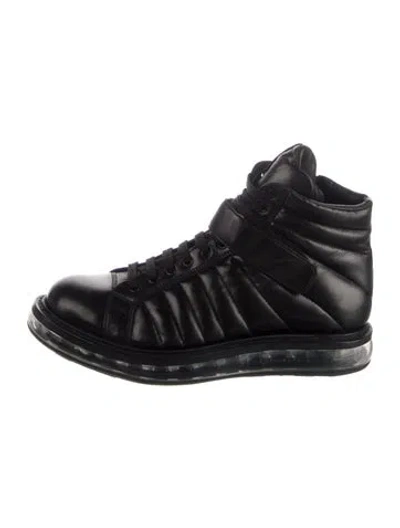 Pre-owned Prada Leather Athletic Sneakers In Black