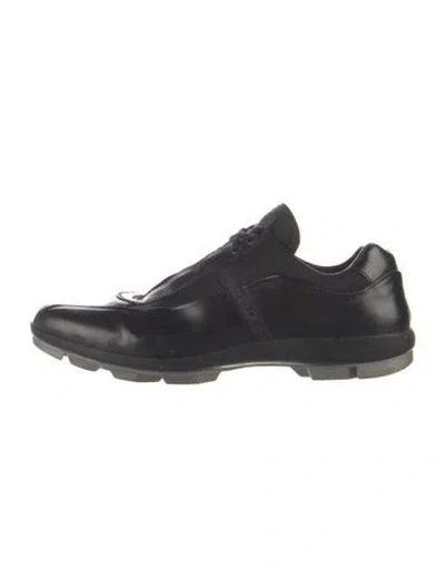 Pre-owned Prada Leather Athletic Sneakers In Black