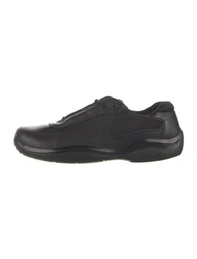 Pre-owned Prada Leather Athletic Sneakers In Black