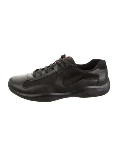 Pre-owned Prada Leather Athletic Sneakers In Black