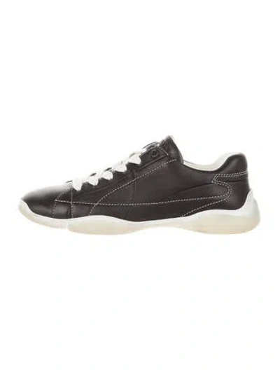 Pre-owned Prada Leather Athletic Sneakers In Blue