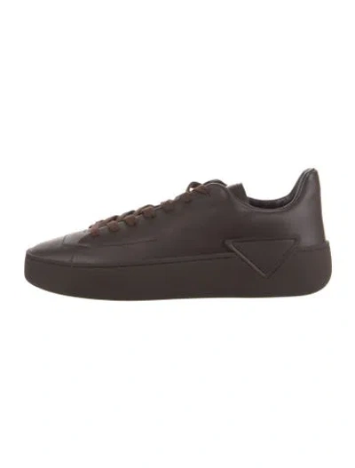 Pre-owned Prada Leather Athletic Sneakers In Brown