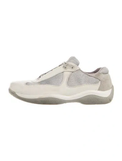 Pre-owned Prada Leather Athletic Sneakers In Gray