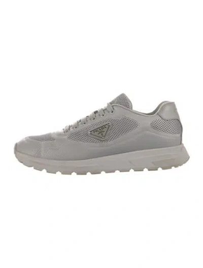 Pre-owned Prada Leather Athletic Sneakers In Grey