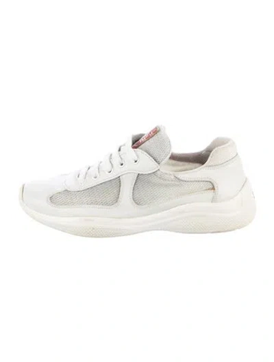 Pre-owned Prada Leather Athletic Sneakers In Grey/white