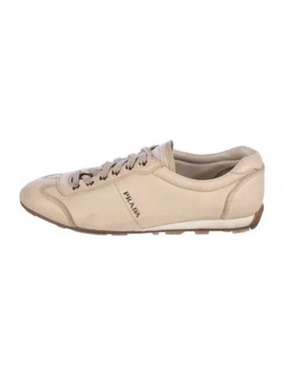 Pre-owned Prada Leather Athletic Sneakers In Neutrals