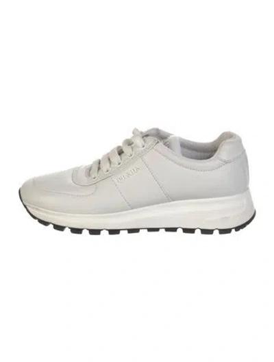 Pre-owned Prada Leather Athletic Sneakers In Neutrals