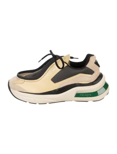 Pre-owned Prada Leather Athletic Sneakers In Neutrals