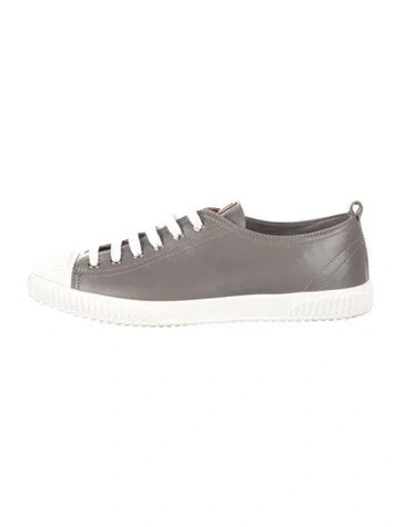 Pre-owned Prada Leather Athletic Sneakers In Silver