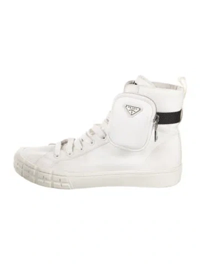 Pre-owned Prada Leather Athletic Sneakers In White