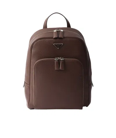 PRADA PRADA TRIANGLE-LOGO ZIPPED BACKPACK