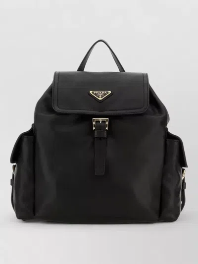 Prada Leather Backpack Adjustable Straps Buckle Detail