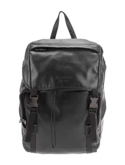 Pre-owned Prada Leather Backpack In Black