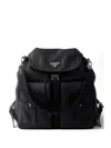Prada Re-nylon Logo-plaque Backpack In Black