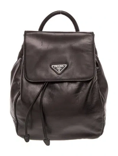Pre-owned Prada Leather Backpack Small Vintage In Black