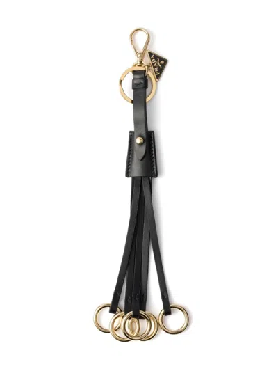 Prada Leather Bag Charm And Keychain In Black