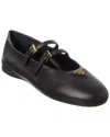 Prada Leather Ballerina Shoes In Black