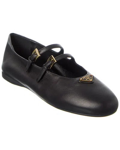 PRADA PRADA LEATHER BALLERINA FLAT