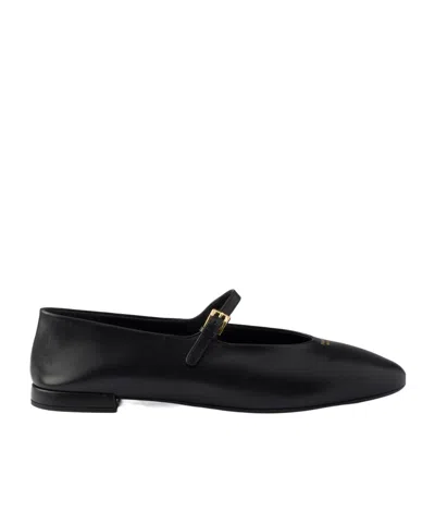 Prada Leather Ballerinas In Black