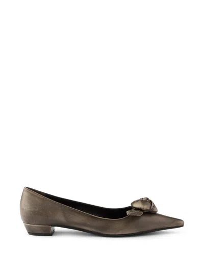 Prada Leather Ballerinas In Braun