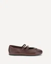 Prada Triangle Logo Leather Ballet Flats In Brown